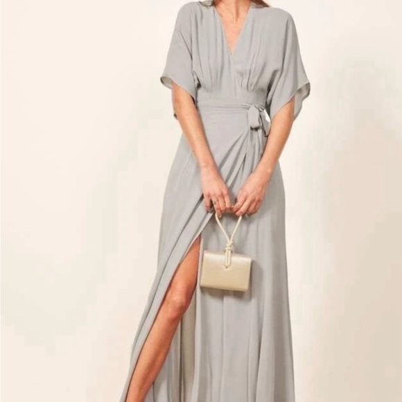 Reformation Dresses & Skirts - Reformation Winslow Gray Wrap Maxi Dress Size S
